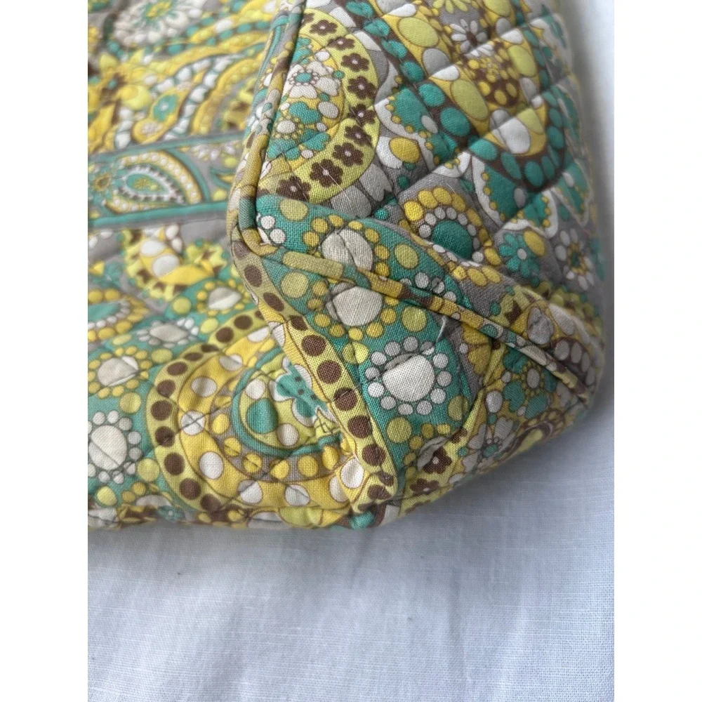 Vera Bradley Sun Valley Quilted Cotton‎ Tote Bag Yellow Teal Paisley Zip Top#480